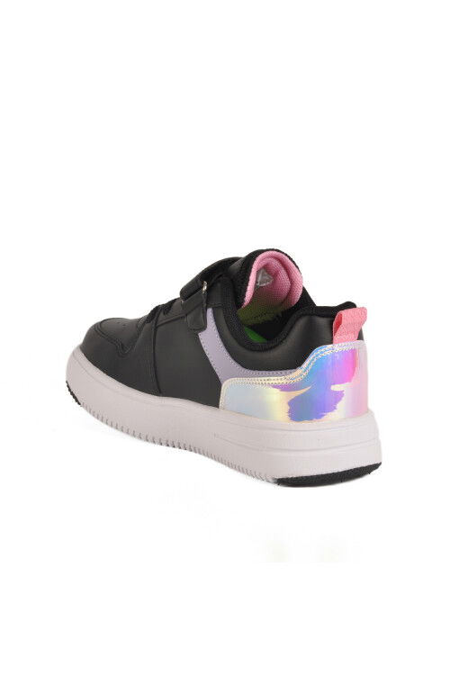 حذاء رياضي خفيف الوزن بشريط فيلكرو أسود أرجواني للبنات رقم 1603 F