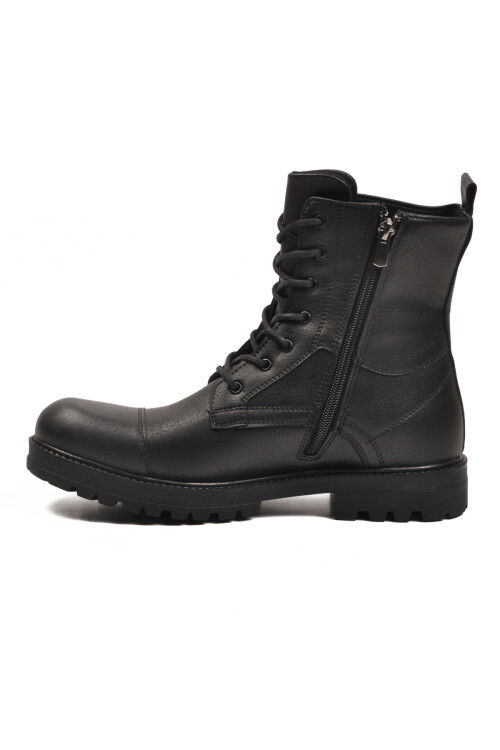 Siyah İçi Polarlı Kaymaz Bağcıklı Fermuarlı Erkek Postal Bot 347 M