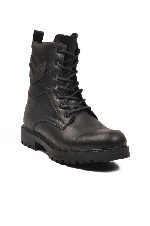 Siyah İçi Polarlı Kaymaz Bağcıklı Fermuarlı Erkek Postal Bot 347 M