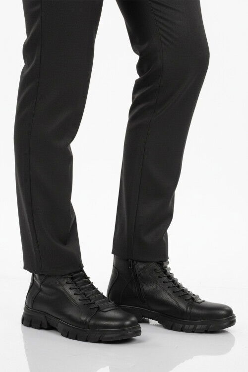 Siyah İçi Polarlı Kaymaz Fermuarlı Erkek Bot 660 M