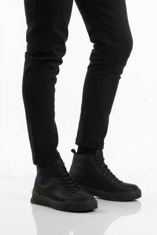 Siyah Nubuk Hakiki Deri Kaymaz Erkek Bot 260014 M