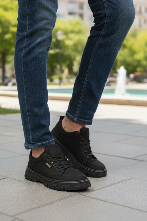 Black Nubuck Genuine Leather Mens Casual Shoes 260081 M