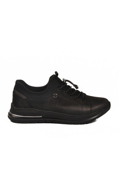 Black Nubuck Rubber Laced Womens Casual Shoes 5004 Z