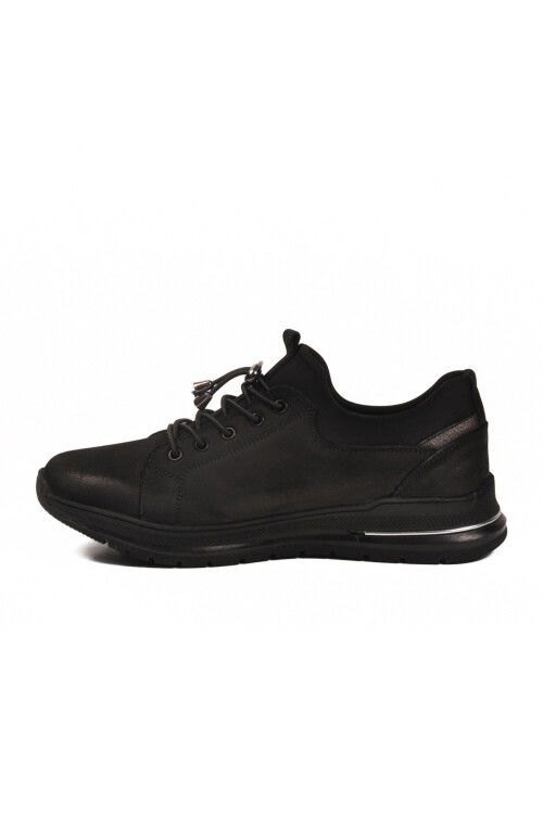 Black Nubuck Rubber Laced Womens Casual Shoes 5004 Z