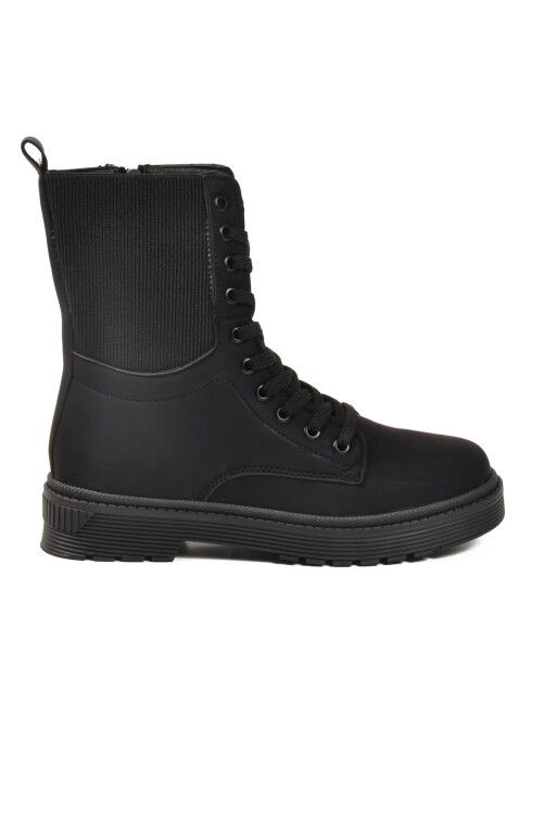 حذاء نسائي طويل من جلد النوبوك الأسود بسحاب ونعل مانع للانزلاق 23002 Z