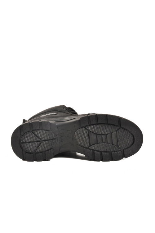 Black Nubuck Fur Lined Non-Slip Sole Zippered Lace-Up Womens Boots 24090 Z