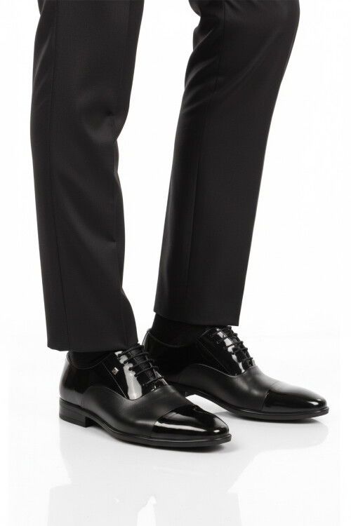 Siyah Rugan Hakiki Deri Erkek Klasik Ayakkabı 2805 M