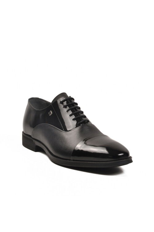 Siyah Rugan Hakiki Deri Büyük Numara Erkek Klasik Ayakkabı 7102-2 M