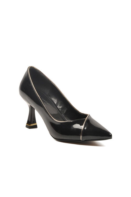 Black Patent Leather Thin Heeled Womens Evening Shoes 357164 Z