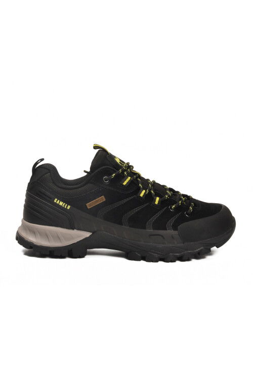 Black Yellow Genuine Leather Waterproof Mens Outdoor Shoes Solo M