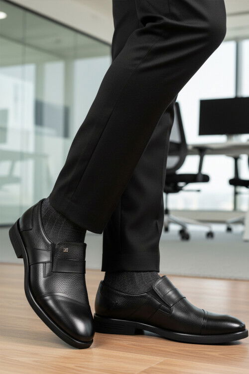 Siyah Floter Hakiki Deri Erkek Klasik Ayakkabı 3257 M