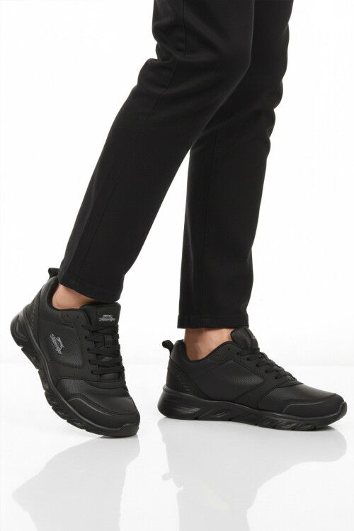 Siyah Bağcıklı Hafif Esnek Cilt Erkek Spor Ayakkabı Epic M