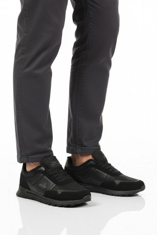 Siyah Bağcıklı Cilt Erkek Spor Ayakkabı Optica M