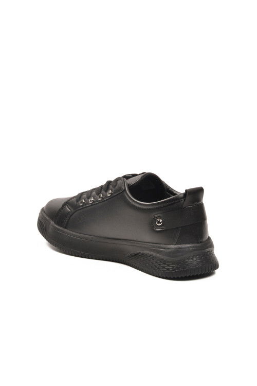 Black Lace-Up Light Leather Womens Sneakers 201 G