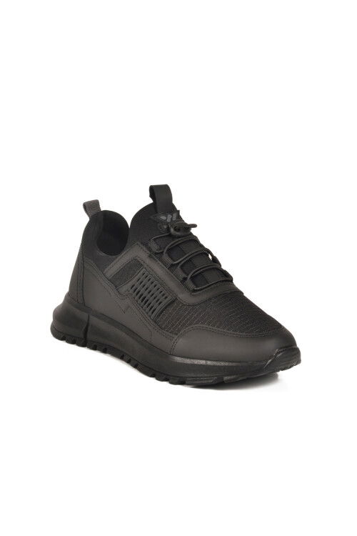 Black Lightweight Flexible Lock Lace-Up Unisex Sneakers Nans 6006 G