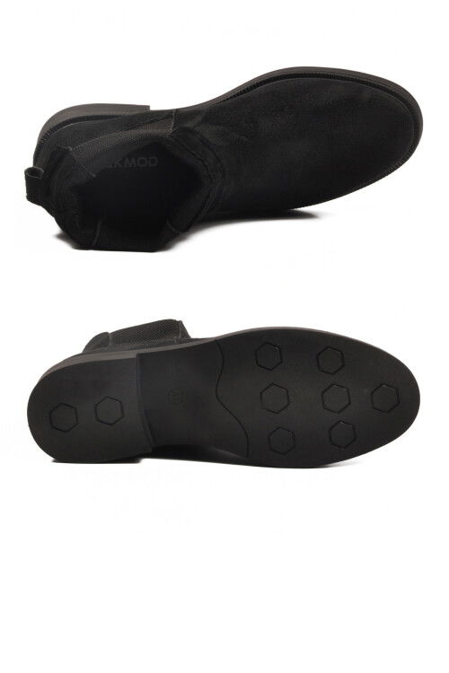 Siyah Süet Polarlı Kolay Giyilebilir Kaymaz Kadın Chelsea Bot 284097 Z