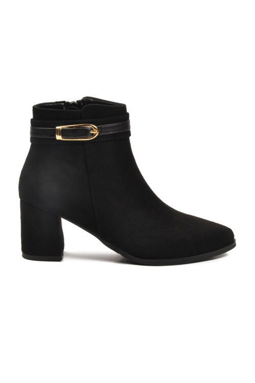 Siyah Süet Fermuarlı İçi Kürklü Kadın Topuklu Bot 547815 Z