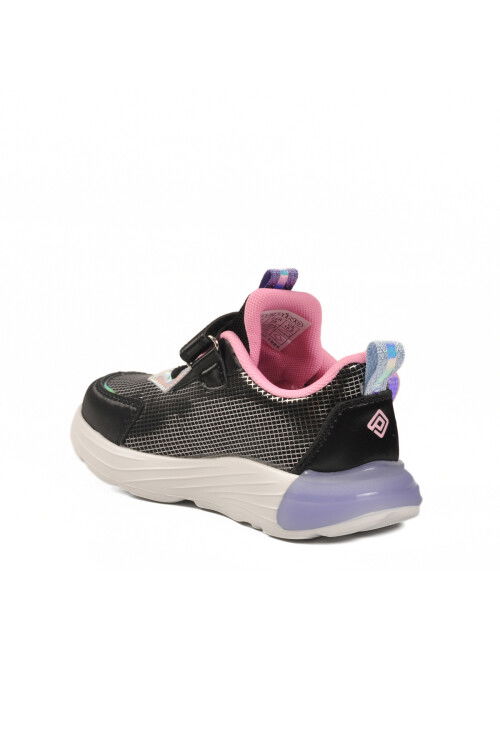حذاء رياضي خفيف مرن بشريط فيلكرو أسود للبنات 1986 P