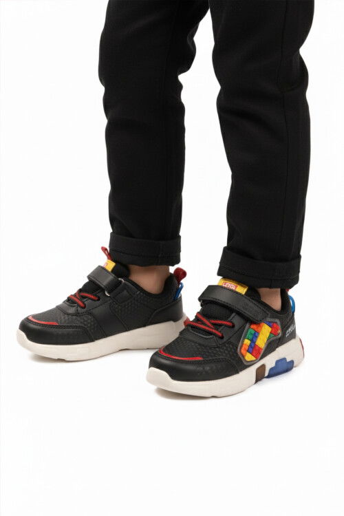 Black Velcro Lightweight Boys Sneakers Heros P