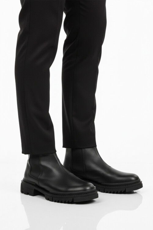 Siyah İçi Polarlı Kaymaz Soğuğa Dirençli Erkek Chelsea Bot 748 M