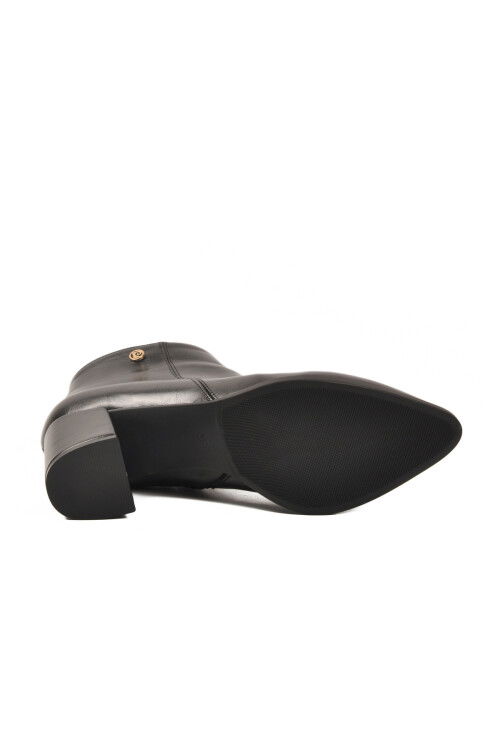 Black Fur-lined Cold-Resistant Heeled Womens Boots PC-54984 Z