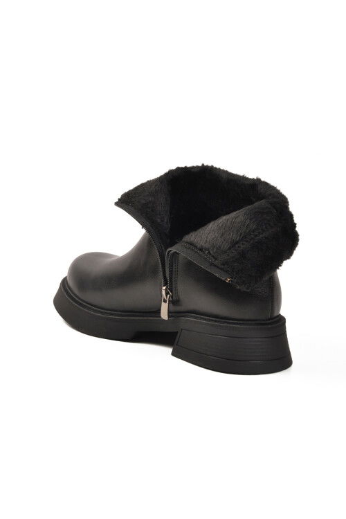 Black Polar Fleece Non-Slip Sole Cold Resistant Womens Boots PC-55268 Z