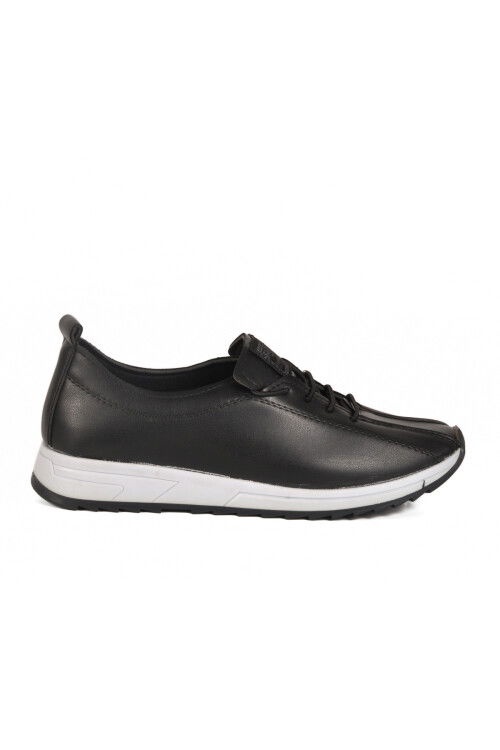 Black Rubber Laced Womens Casual Shoes 027 Z