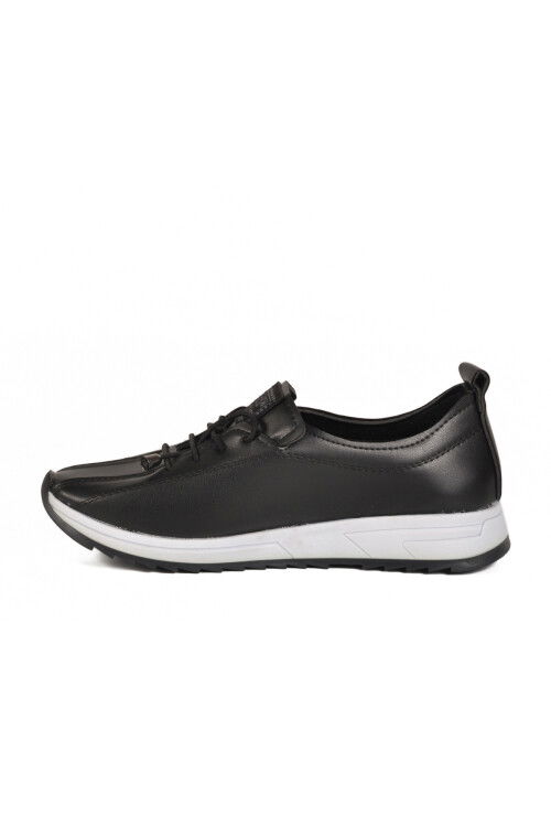 Black Rubber Laced Womens Casual Shoes 027 Z