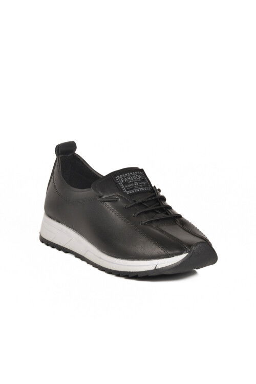 Black Rubber Laced Womens Casual Shoes 027 Z