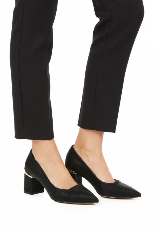 Black Womens Thick High Heel Shoes 619004 Z