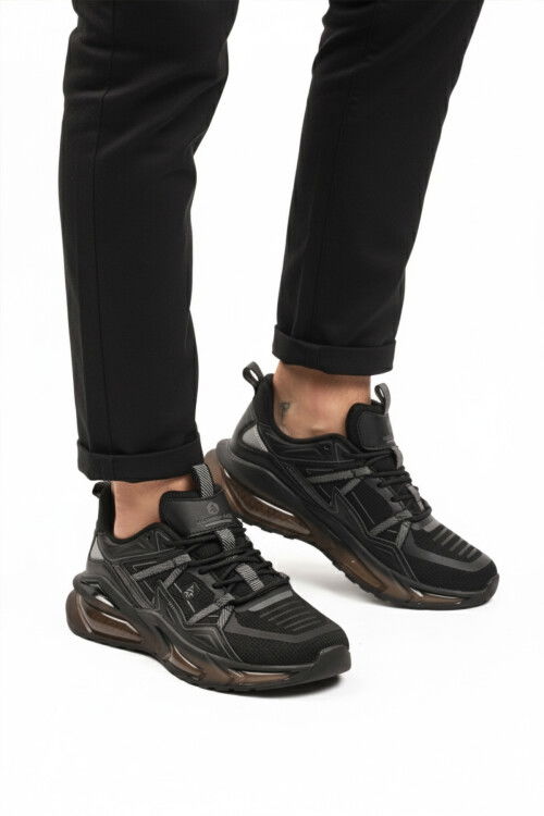 حذاء رياضي رجالي خفيف الوزن ومرن بنعل ميموري أسود من سالي إم