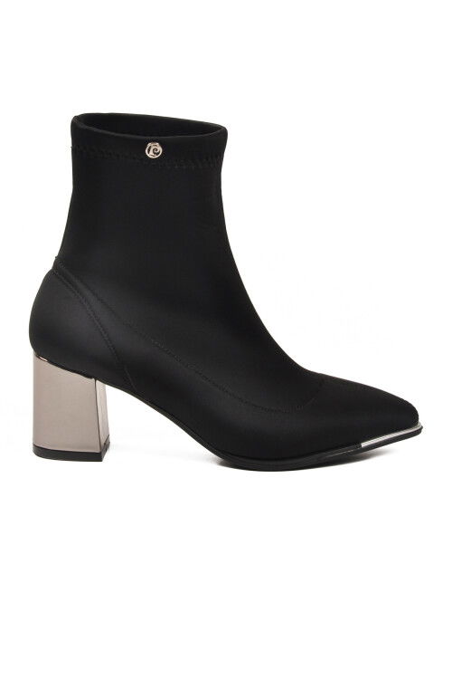 Black Stretch Ankle Boots with Light Pointed Toe Heels for Women PC-54967 Z