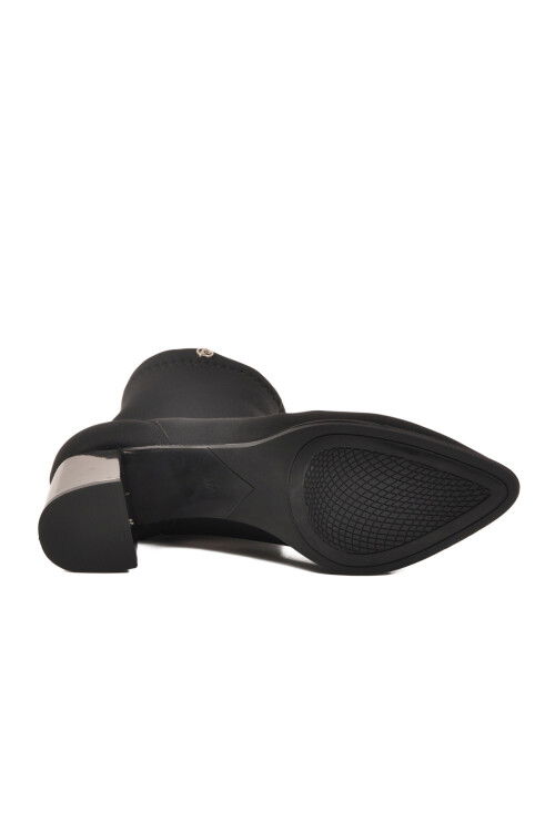 Black Stretch Ankle Boots with Light Pointed Toe Heels for Women PC-54967 Z