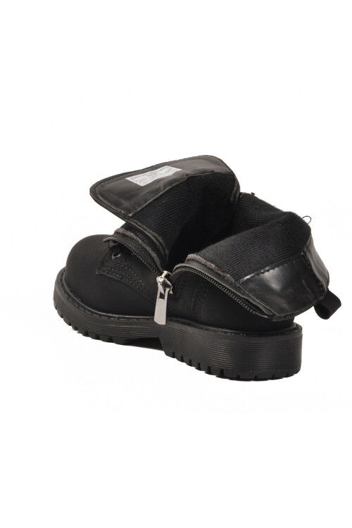 Siyah Zümrüt içi Polarlı Bağcıklı Fermuarlı Kız Çocuk Bot 24028 P