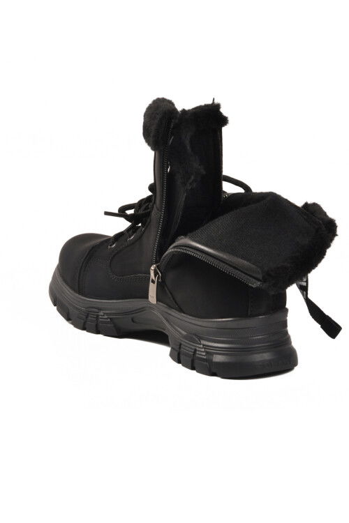 Black Emerald Fleece Lined Non-Slip Sole Zippered Womens Boots 24072 Z
