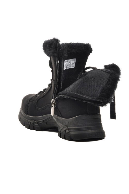 Black Emerald Fur Lined Zippered Non-Slip Sole Girls Boots 24072 F