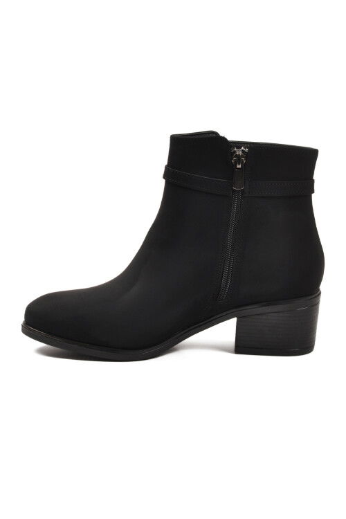 Siyah Zümrüt Fermuarlı Polarlı Kadın Topuklu Bot 325131 Z