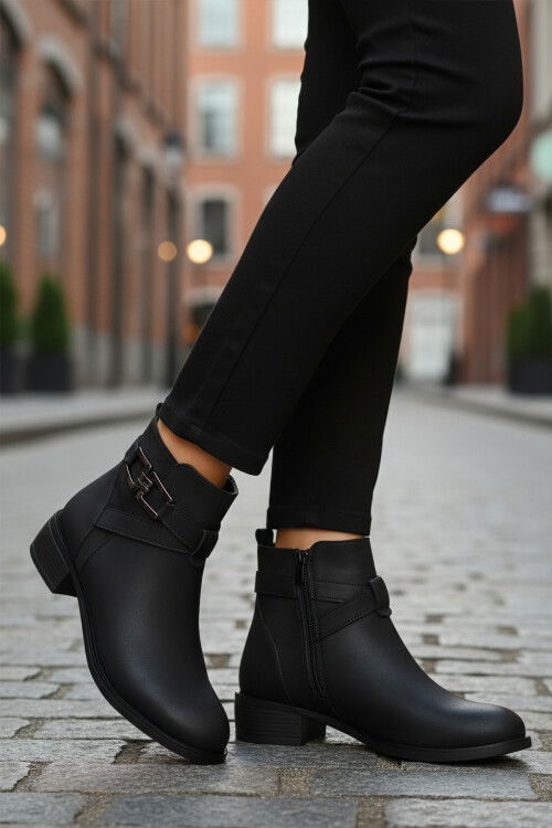 Siyah Zümrüt İçi Kürklü Fermuarlı Kaymaz Kadın Bot 547819 Z