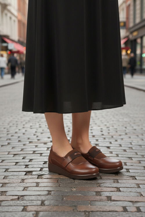 Tan Velcro Anatomic Lightweight Flexible Womens Casual Shoes 293127 Z