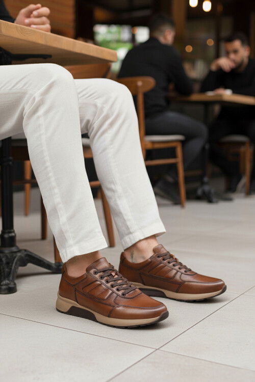 Tan Genuine Leather Mens Casual Shoes 2720-1 M