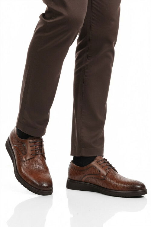 Taba Hakiki Deri Bağcıklı Erkek Klasik Ayakkabı 3264 M