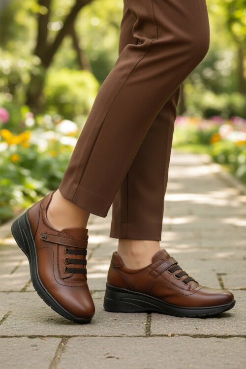 Taba Hakiki Deri Anatomik Kadın Casual Ayakkabı PLV144 Z