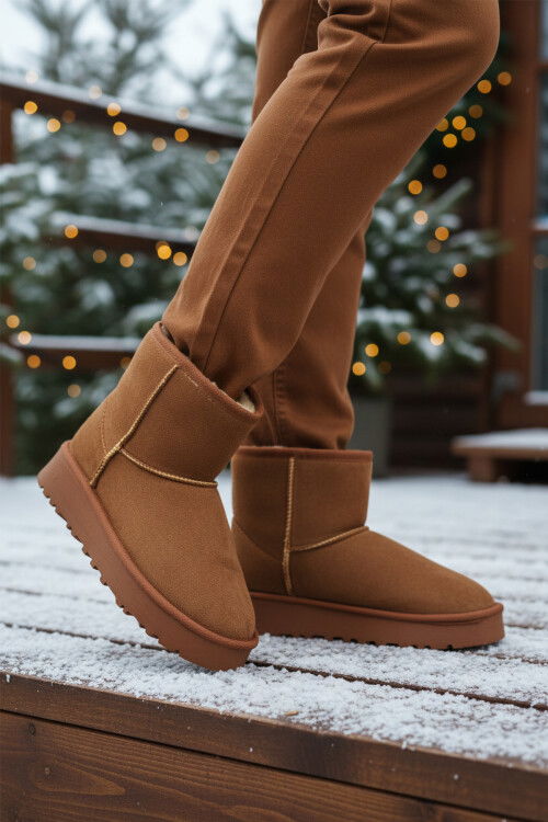Taba Süet İçi Kürklü Soğuğa Dirençli Kaymaz Kadın Bot 696081 Z