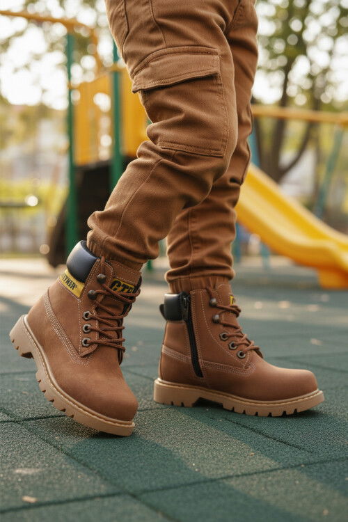 Tarçın Nubuk Kaymaz Unisex Çocuk Bot 921 F