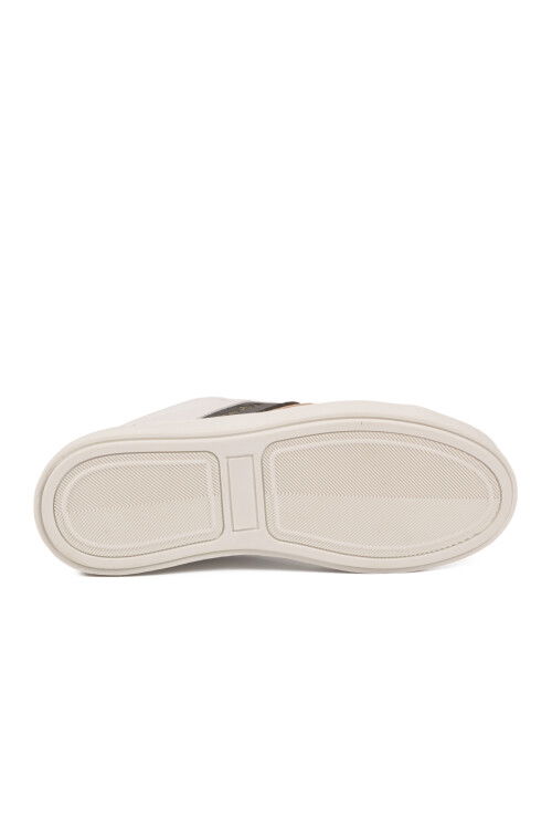 Bej Altın Bağcıklı Cilt Memory Foam Unisex Spor Ayakkabı BNI-12074 G