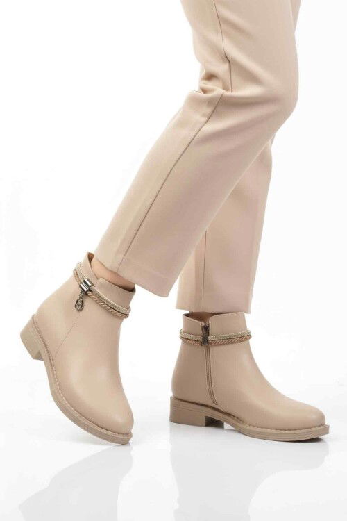 Bej Cilt Fermuarlı Kaymaz Bot 325126 Z