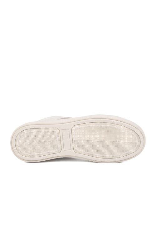 Bej Gümüş Bağcıklı Cilt Memory Foam Unisex Spor Ayakkabı BNI-12074 G