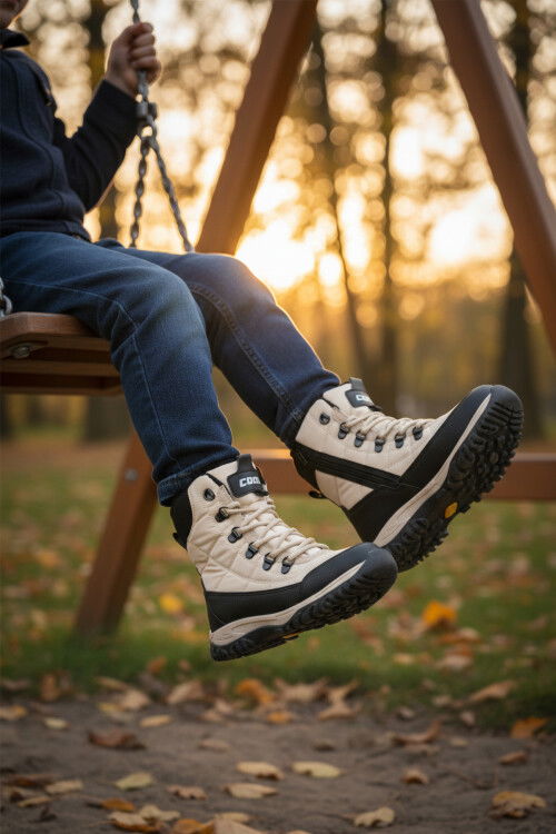 Bej Polarlı Kaymaz Taban Soğuğa Dirençli Unisex Çocuk Bot Felix F