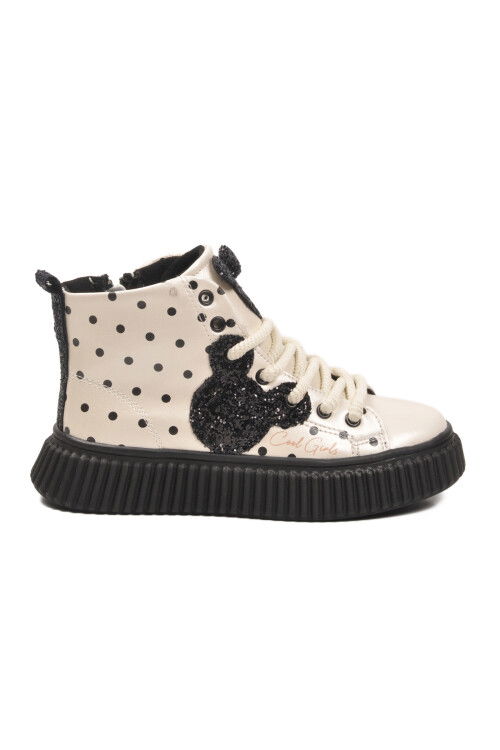 Bej Fermuarlı İçi Polarlı Kaymaz Taban Kız Çocuk Bot Aisha F