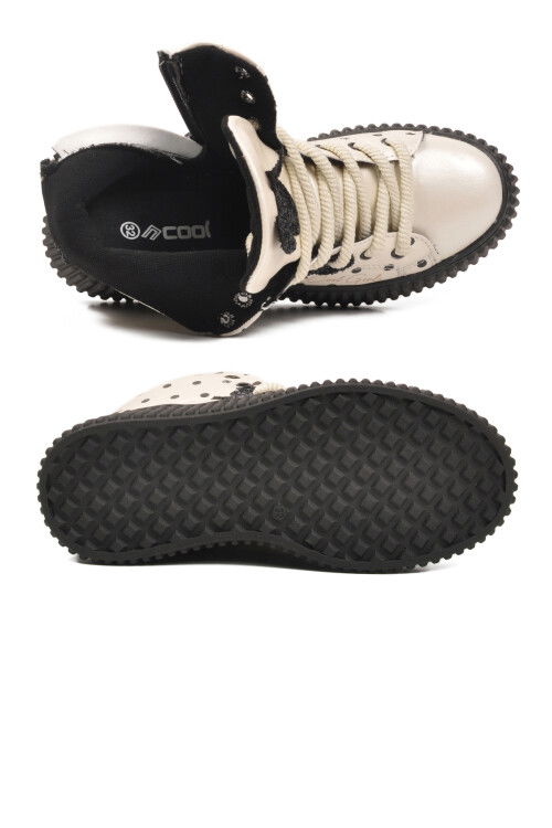 Bej Fermuarlı İçi Polarlı Kaymaz Taban Kız Çocuk Bot Aisha F